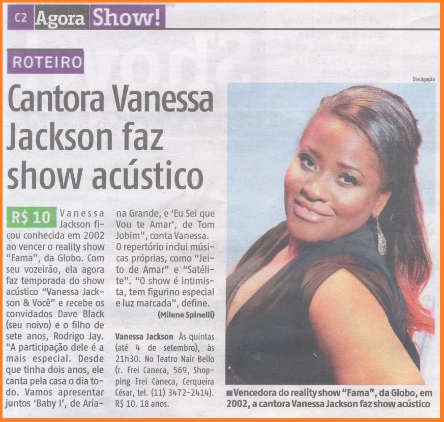 A cantora Vanessa Jackson participa da terceira edição do projeto "Cantores & Você".